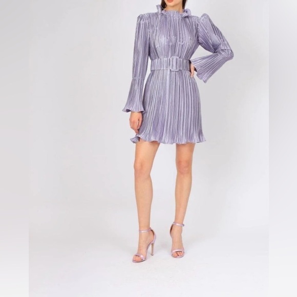 CENGIZ AKTURK Dresses & Skirts - Purple Pleated Sheath Mini Dress for Wedding Guest